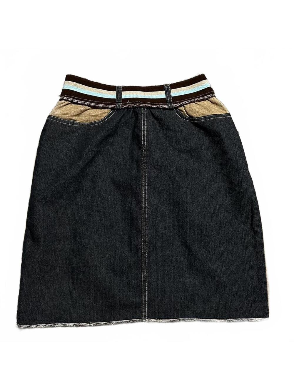 Picasso Style Jeans Y2K Two Toned Mini Skirt Size M